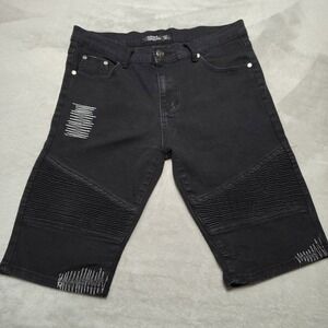 Trestles Supply Co. Slim Fit Shorts Men 34/11 Black  Denim Decorative Texture